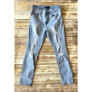 Aerpostale Womens High‎ Rise Jeggings Light Wash Distressed Jeans Size 12 Aero